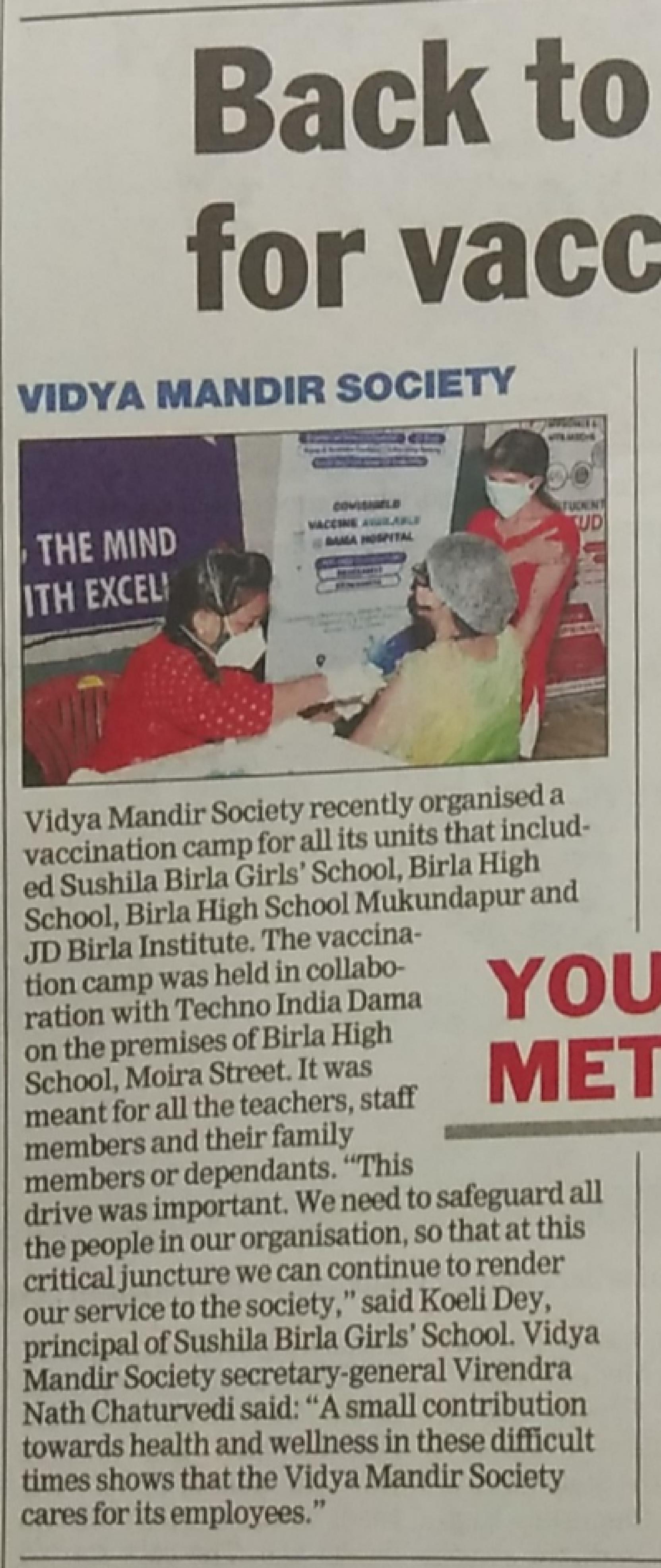 Vaccination Drive by Vidya Mandir Society