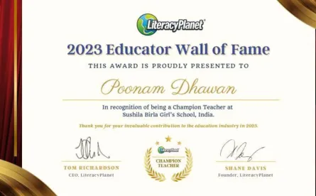 Literacy Planet's Educator, Wall of Fame, 2023